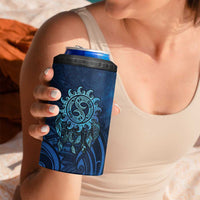New Zealand Dream Catcher 4 in 1 Can Cooler Tumbler Maori Koru Pattern Blue Version