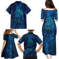 New Zealand Dream Catcher Family Matching Puletasi and Hawaiian Shirt Maori Koru Pattern Blue Version LT05 - Polynesian Pride