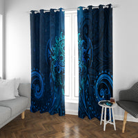 New Zealand Dream Catcher Window Curtain Maori Koru Pattern Blue Version