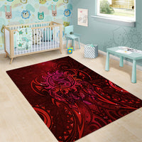 New Zealand Dream Catcher Area Rug Maori Koru Pattern Red Version