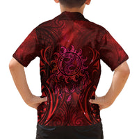 New Zealand Dream Catcher Family Matching Off The Shoulder Long Sleeve Dress and Hawaiian Shirt Maori Koru Pattern Red Version LT05 - Polynesian Pride