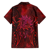New Zealand Dream Catcher Family Matching Off Shoulder Maxi Dress and Hawaiian Shirt Maori Koru Pattern Red Version
