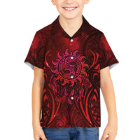 New Zealand Dream Catcher Family Matching Summer Maxi Dress and Hawaiian Shirt Maori Koru Pattern Red Version LT05 Son's Shirt Red - Polynesian Pride