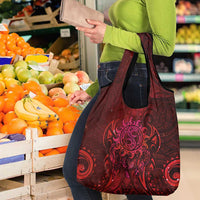 New Zealand Dream Catcher Grocery Bag Maori Koru Pattern Red Version