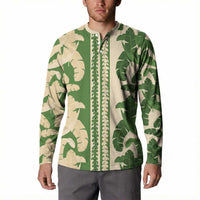 Hawaii Pua Kenikeni Lei Button Sweatshirt With Lau Maia Green