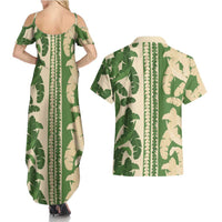 Hawaii Pua Kenikeni Lei Couples Matching Summer Maxi Dress and Hawaiian Shirt With Lau Maia Green LT05 - Polynesian Pride