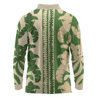 Hawaii Pua Kenikeni Lei Long Sleeve Polo Shirt With Lau Maia Green LT05 - Polynesian Pride