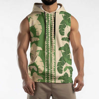 Hawaii Pua Kenikeni Lei Sleeveless Hoodie With Lau Maia Green LT05 - Polynesian Pride
