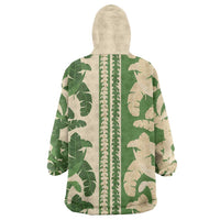 Hawaii Pua Kenikeni Lei Wearable Blanket Hoodie With Lau Maia Green LT05 - Polynesian Pride