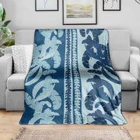 Hawaii Pua Kenikeni Lei Blanket With Lau Maia Royal Blue