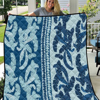Hawaii Pua Kenikeni Lei Quilt With Lau Maia Royal Blue