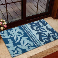 Hawaii Pua Kenikeni Lei Rubber Doormat With Lau Maia Royal Blue