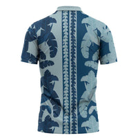 Hawaii Pua Kenikeni Lei Zipper Polo Shirt With Lau Maia Royal Blue LT05 - Polynesian Pride