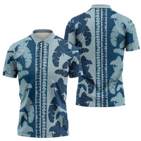 Hawaii Pua Kenikeni Lei Zipper Polo Shirt With Lau Maia Royal Blue LT05 - Polynesian Pride
