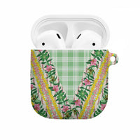 Hawaii Pikake Lokelani Plumeria Lei AirPods Case Green Palaka Motifs