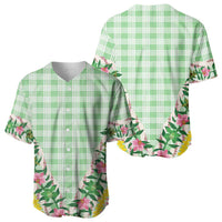 Hawaii Pikake Lokelani Plumeria Lei Baseball Jersey Green Palaka Motifs