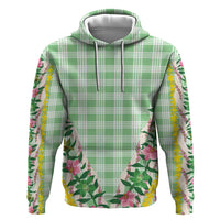 Hawaii Pikake Lokelani Plumeria Lei Hoodie Green Palaka Motifs LT05 Pullover Hoodie Green - Polynesian Pride