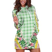 Hawaii Pikake Lokelani Plumeria Lei Hoodie Dress Green Palaka Motifs LT05 Green - Polynesian Pride