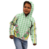 Hawaii Pikake Lokelani Plumeria Lei Kid Hoodie Green Palaka Motifs LT05 - Polynesian Pride