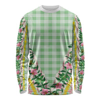 Hawaii Pikake Lokelani Plumeria Lei Long Sleeve Shirt Green Palaka Motifs LT05 Unisex Green - Polynesian Pride