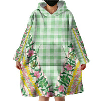 Hawaii Pikake Lokelani Plumeria Lei Wearable Blanket Hoodie Green Palaka Motifs LT05 - Polynesian Pride