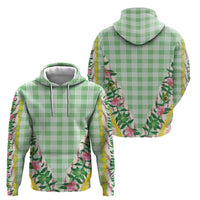 Hawaii Pikake Lokelani Plumeria Lei Zip Hoodie Green Palaka Motifs LT05 - Polynesian Pride