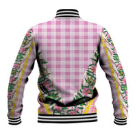 Hawaii Pikake Lokelani Plumeria Lei Baseball Jacket Pink Palaka Motifs