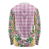 Hawaii Pikake Lokelani Plumeria Lei Long Sleeve Shirt Pink Palaka Motifs