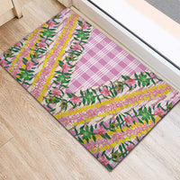 Hawaii Pikake Lokelani Plumeria Lei Rubber Doormat Pink Palaka Motifs LT05 - Polynesian Pride