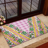 Hawaii Pikake Lokelani Plumeria Lei Rubber Doormat Pink Palaka Motifs LT05 - Polynesian Pride