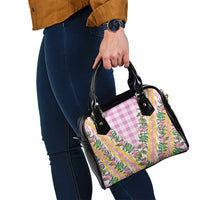 Hawaii Pikake Lokelani Plumeria Lei Shoulder Handbag Pink Palaka Motifs