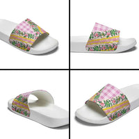 Hawaii Pikake Lokelani Plumeria Lei Slide Sandals Pink Palaka Motifs