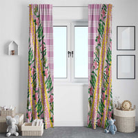 Hawaii Pikake Lokelani Plumeria Lei Window Curtain Pink Palaka Motifs