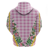 Hawaii Pikake Lokelani Plumeria Lei Zip Hoodie Pink Palaka Motifs LT05 - Polynesian Pride