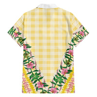 Hawaii Pikake Lokelani Plumeria Lei Family Matching Mermaid Dress and Hawaiian Shirt Yellow Palaka Motifs LT05 - Polynesian Pride