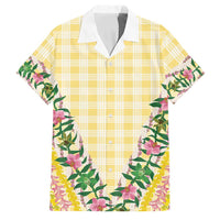 Hawaii Pikake Lokelani Plumeria Lei Family Matching Summer Maxi Dress and Hawaiian Shirt Yellow Palaka Motifs LT05 Dad's Shirt - Short Sleeve Yellow - Polynesian Pride