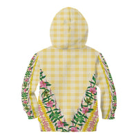 Hawaii Pikake Lokelani Plumeria Lei Kid Hoodie Yellow Palaka Motifs LT05 - Polynesian Pride