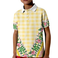 Hawaii Pikake Lokelani Plumeria Lei Kid Polo Shirt Yellow Palaka Motifs LT05 Kid Yellow - Polynesian Pride