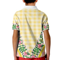 Hawaii Pikake Lokelani Plumeria Lei Kid Polo Shirt Yellow Palaka Motifs LT05 - Polynesian Pride