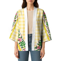 Hawaii Pikake Lokelani Plumeria Lei Kimono Yellow Palaka Motifs