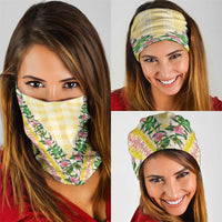 Hawaii Pikake Lokelani Plumeria Lei Neck Gaiter Yellow Palaka Motifs