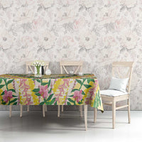 Hawaii Pikake Lokelani Plumeria Lei Tablecloth Yellow Palaka Motifs