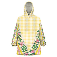 Hawaii Pikake Lokelani Plumeria Lei Wearable Blanket Hoodie Yellow Palaka Motifs LT05 One Size Yellow - Polynesian Pride