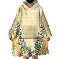 Hawaii Pikake Lokelani Plumeria Lei Wearable Blanket Hoodie Yellow Palaka Motifs LT05 - Polynesian Pride