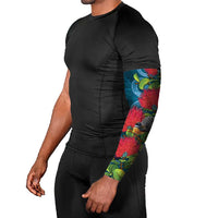 New Zealand Matariki Piwakawaka Arm Sleeves Maori Koru With Pohutukawa Flowers LT05 - Polynesian Pride