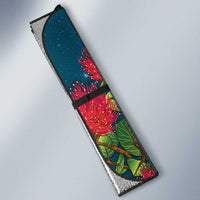New Zealand Matariki Piwakawaka Auto Sun Shade Maori Koru With Pohutukawa Flowers LT05 - Polynesian Pride