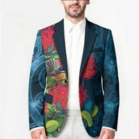 New Zealand Matariki Piwakawaka Blazer Maori Koru With Pohutukawa Flowers LT05 - Polynesian Pride