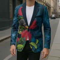 New Zealand Matariki Piwakawaka Blazer Maori Koru With Pohutukawa Flowers LT05 - Polynesian Pride