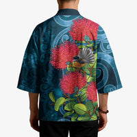 New Zealand Matariki Piwakawaka Kimono Maori Koru With Pohutukawa Flowers LT05 - Polynesian Pride