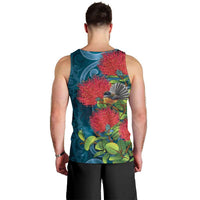 New Zealand Matariki Piwakawaka Men Tank Top Maori Koru With Pohutukawa Flowers LT05 - Polynesian Pride
